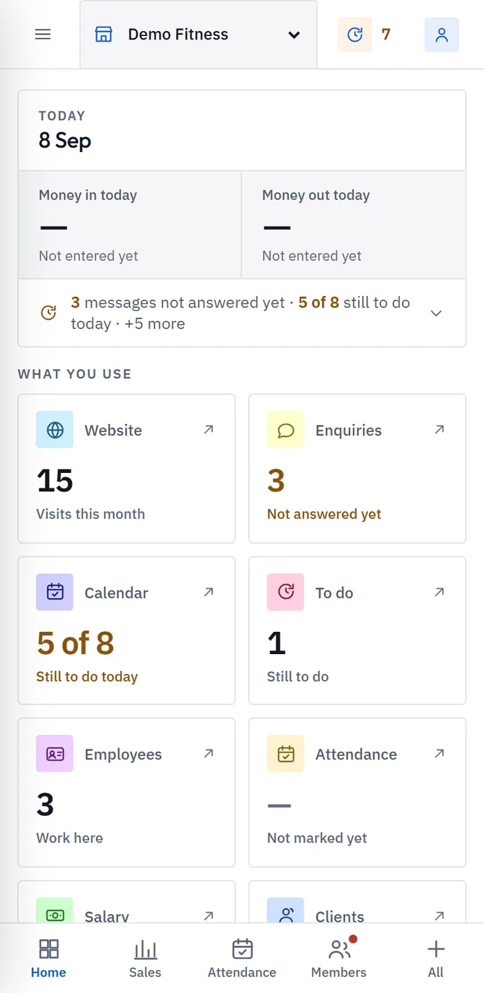 The same dashboard on a phone